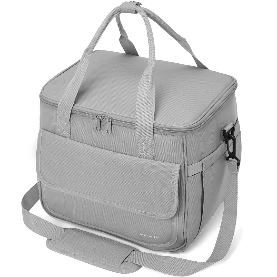 Cooler Bag, 30 Cans 20L Collapsible Soft Cooler Bag, Leakproof Beach Cooler Bag Portable Ice Chest with Bottle Opener, Insulated Lunch Bag for Picnic, Beach, Camping, Travel, Work, Grey