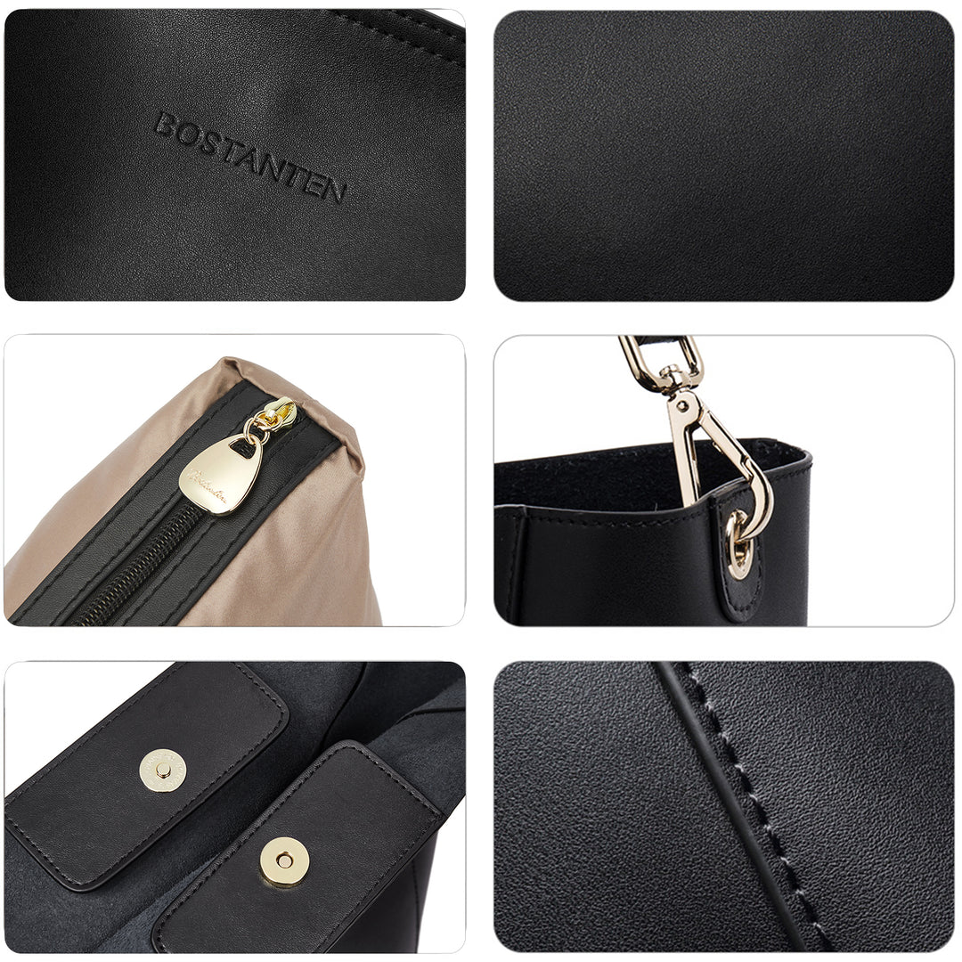 Lotty Genuine Leather Bucket Bag With 2 Shoulder Straps