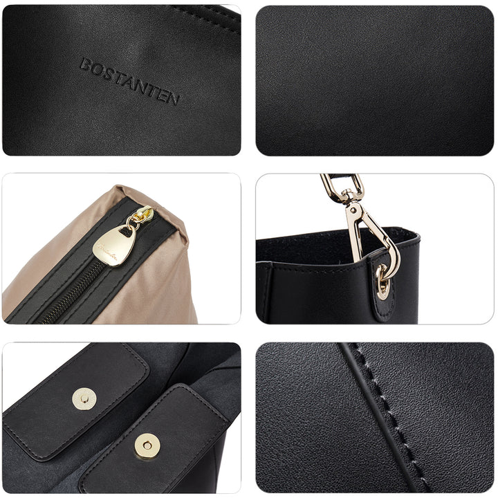 Lotty Genuine Leather Bucket Bag With 2 Shoulder Straps