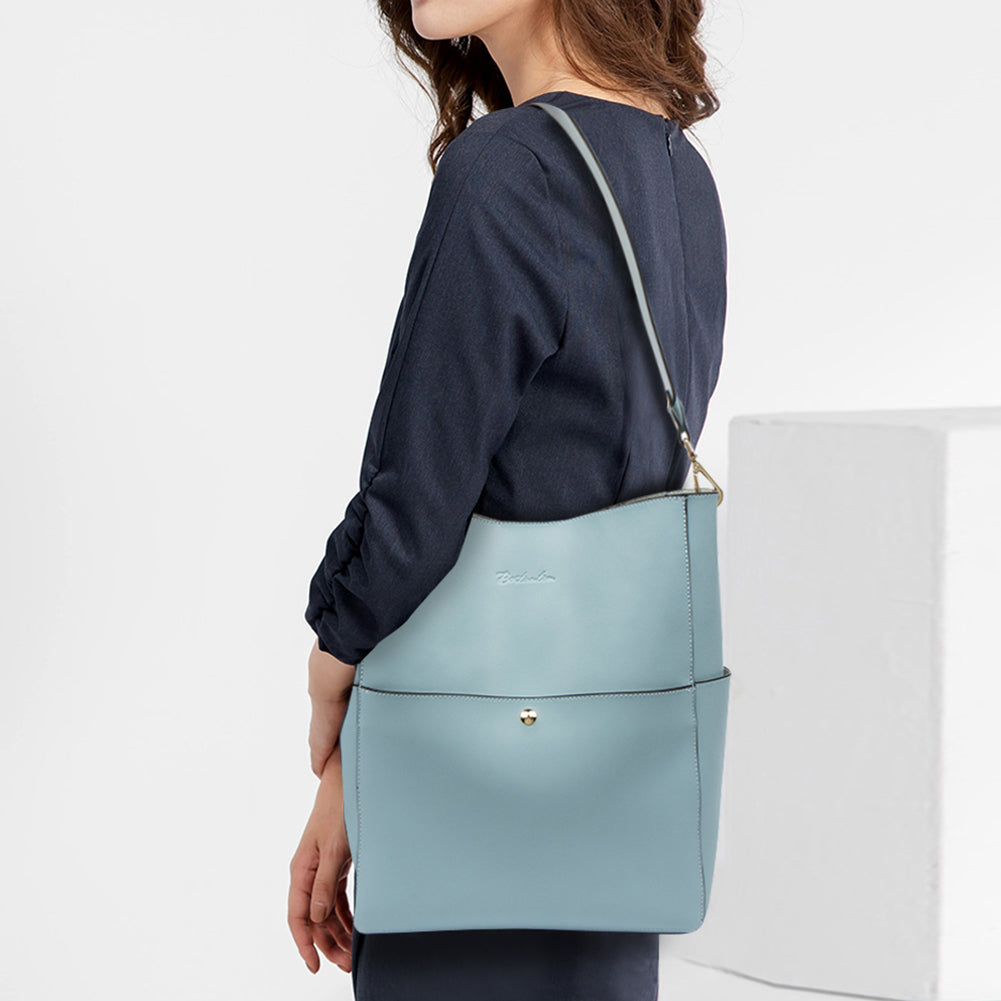 Lotty Genuine Leather Bucket Bag With 2 Shoulder Straps