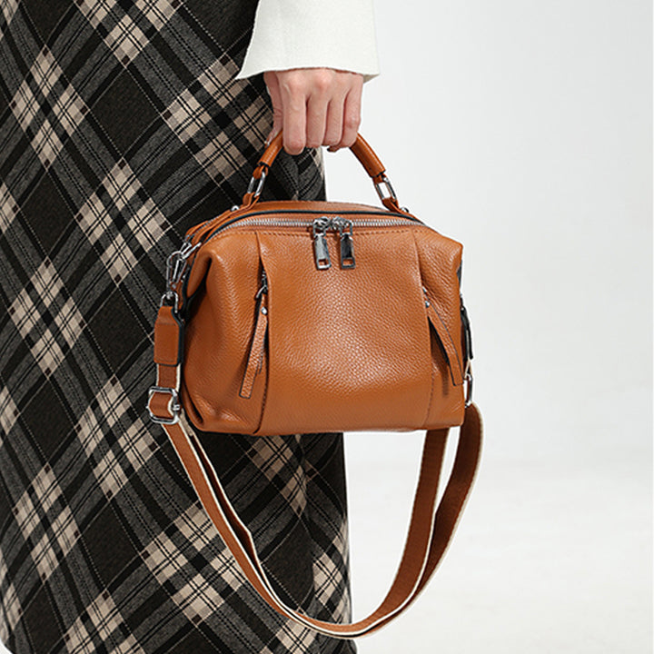 Nevin Genuine Leather Relaxed Boston Handbag