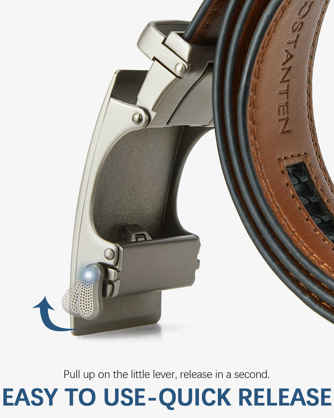 BOSTANTEN Ratchet Leather Belt For Men with Adjustable Buckle, Trim to Fit — All Brown