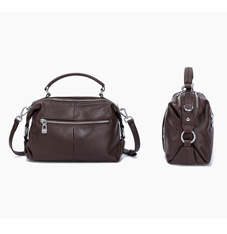 Nevin Full Grain Leather Boston Handbag 9''