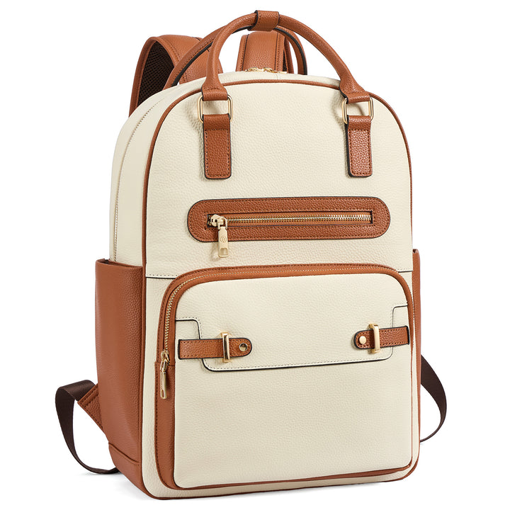 Smart Genuine Leather Laptop Backpack — Expandable Bottle Pocket