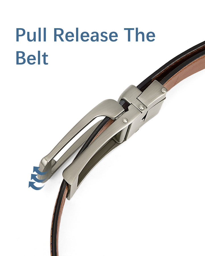 BOSTANTEN Ratchet Leather Belt For Men with Adjustable Buckle, Trim to Fit —Skeleton