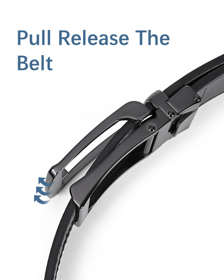 BOSTANTEN Ratchet Leather Belt For Men with Adjustable Buckle, Trim to Fit —Skeleton