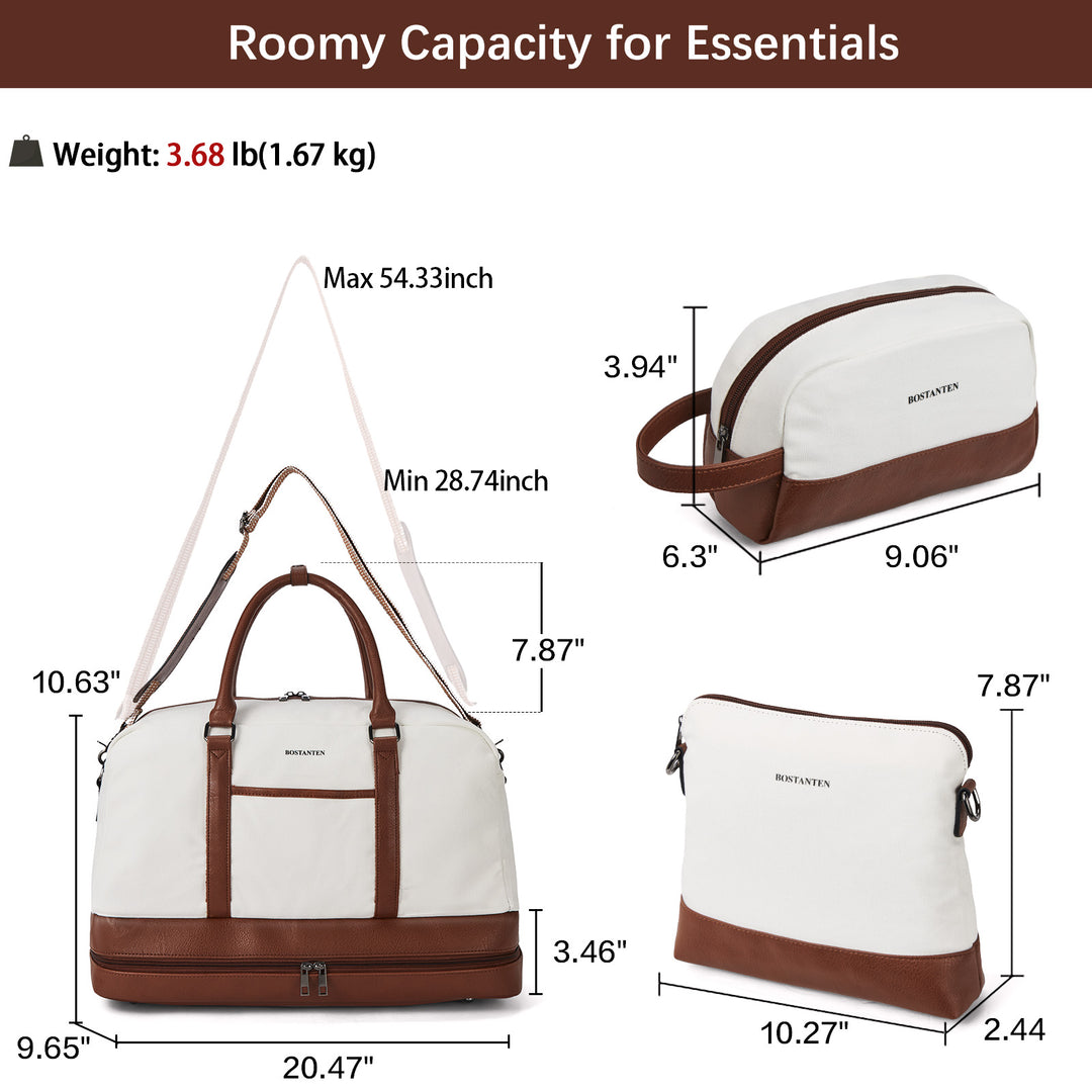 Zenobe 3 Pcs Set Weekender Bag with Shoe Compartment For Travel