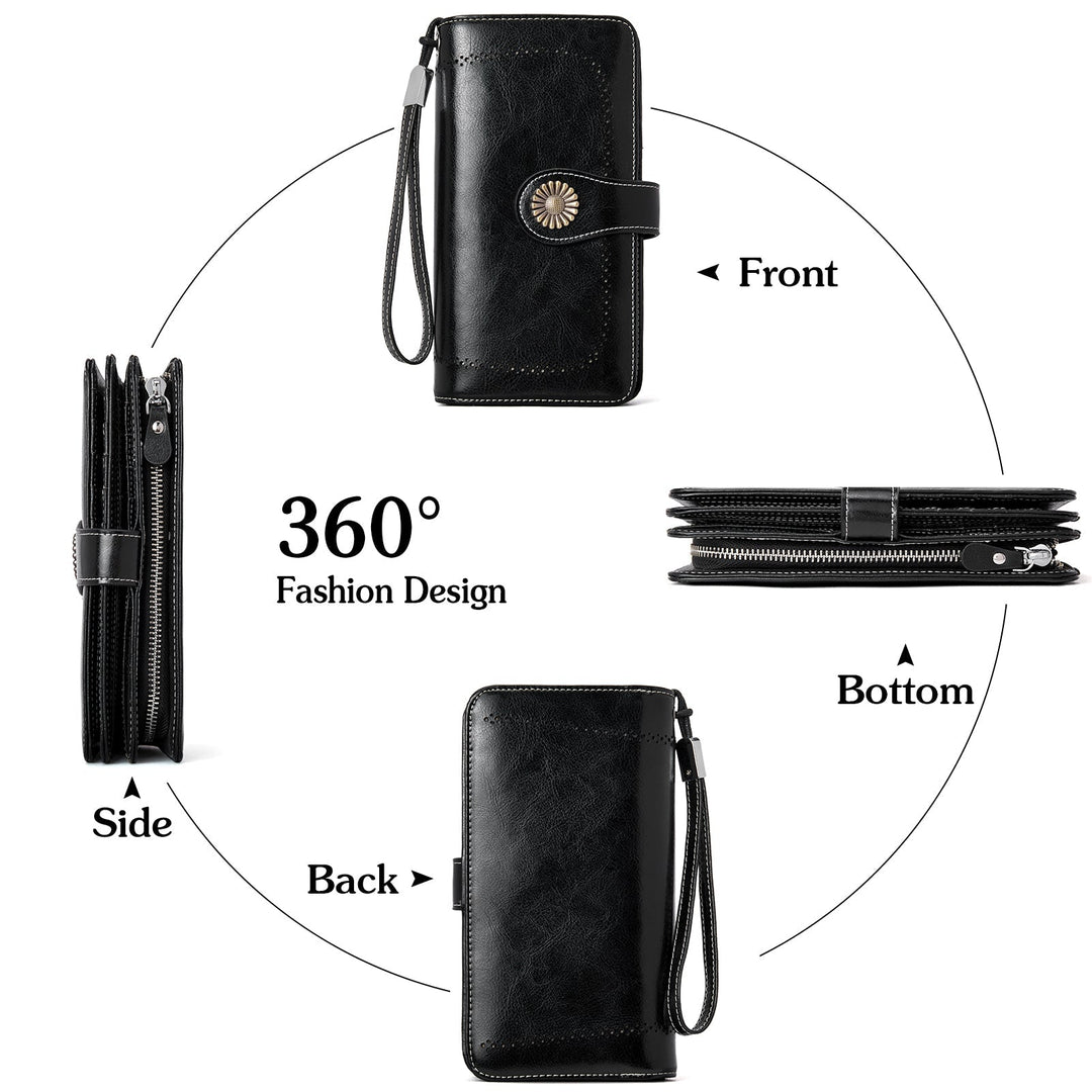Lomy Big Wallet For Women With Wristlet —  Large Capacity - BOSTANTEN