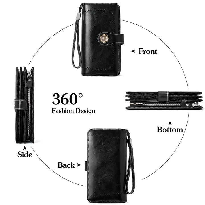 Lomy Big Wallet For Women With Wristlet —  Large Capacity - BOSTANTEN
