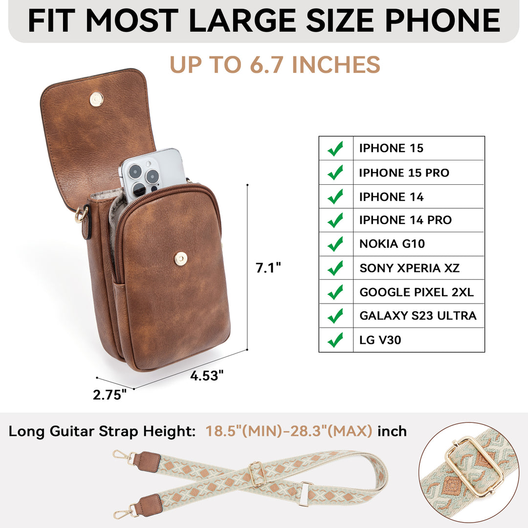 Phone Crossbody Bag –  Diamond Pattern Strap