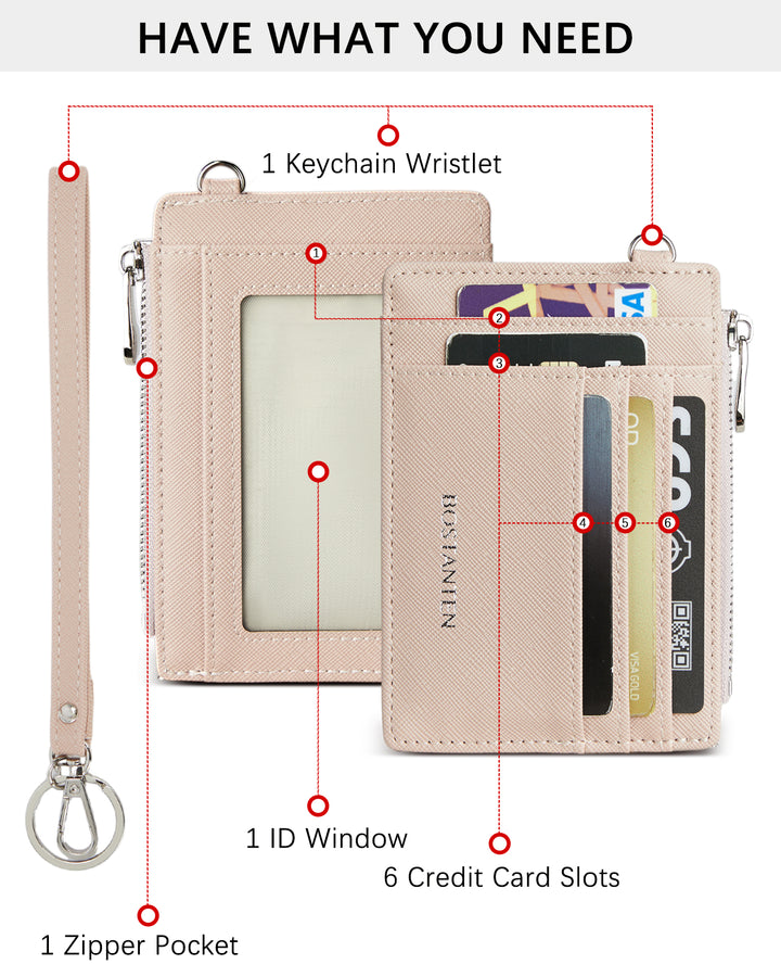 Lomy Slim Wristlet Keychain Wallet With Zipper Pocket