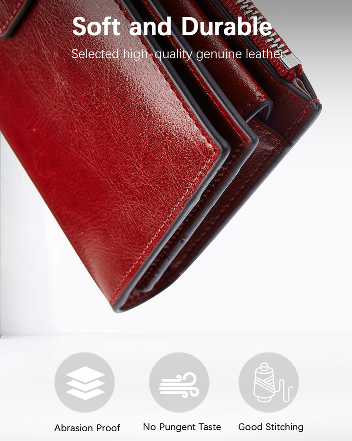 Lnna Genuine Leather RFID Wallets With Checkbooks - Cash Clutch