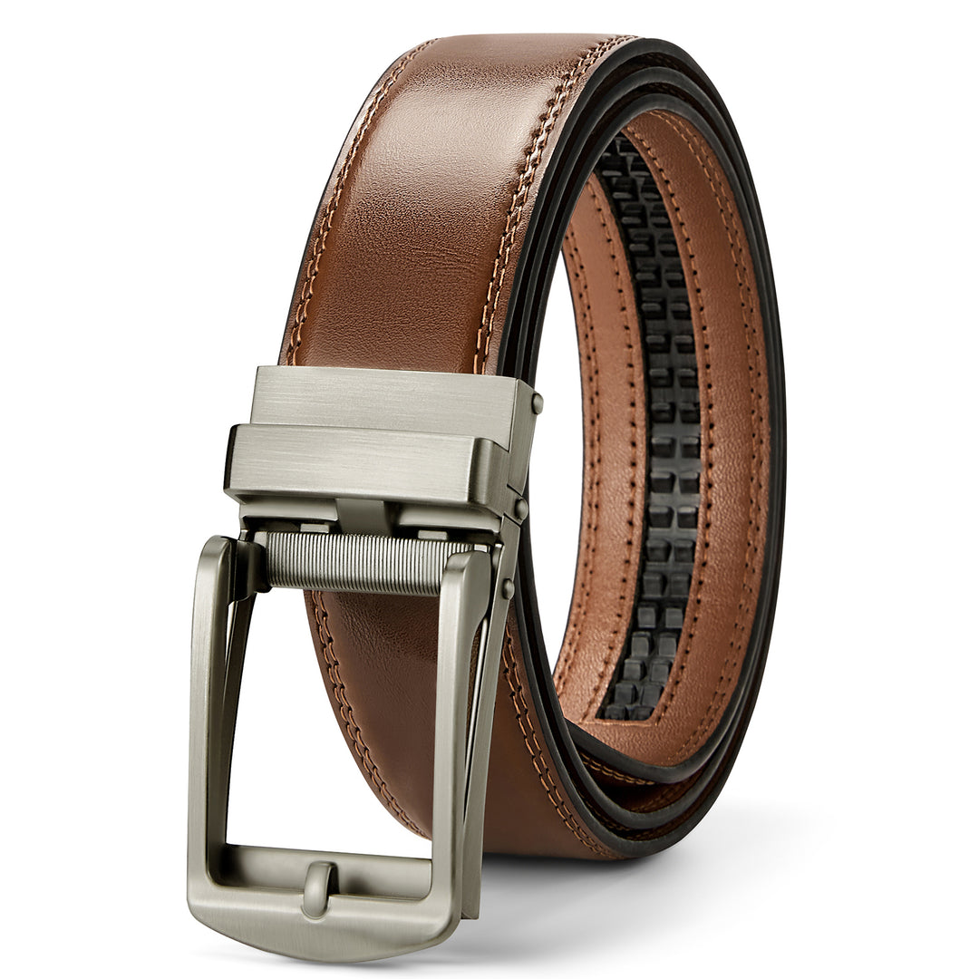 BOSTANTEN Ratchet Leather Belt For Men with Adjustable Buckle, Trim to Fit —Skeleton