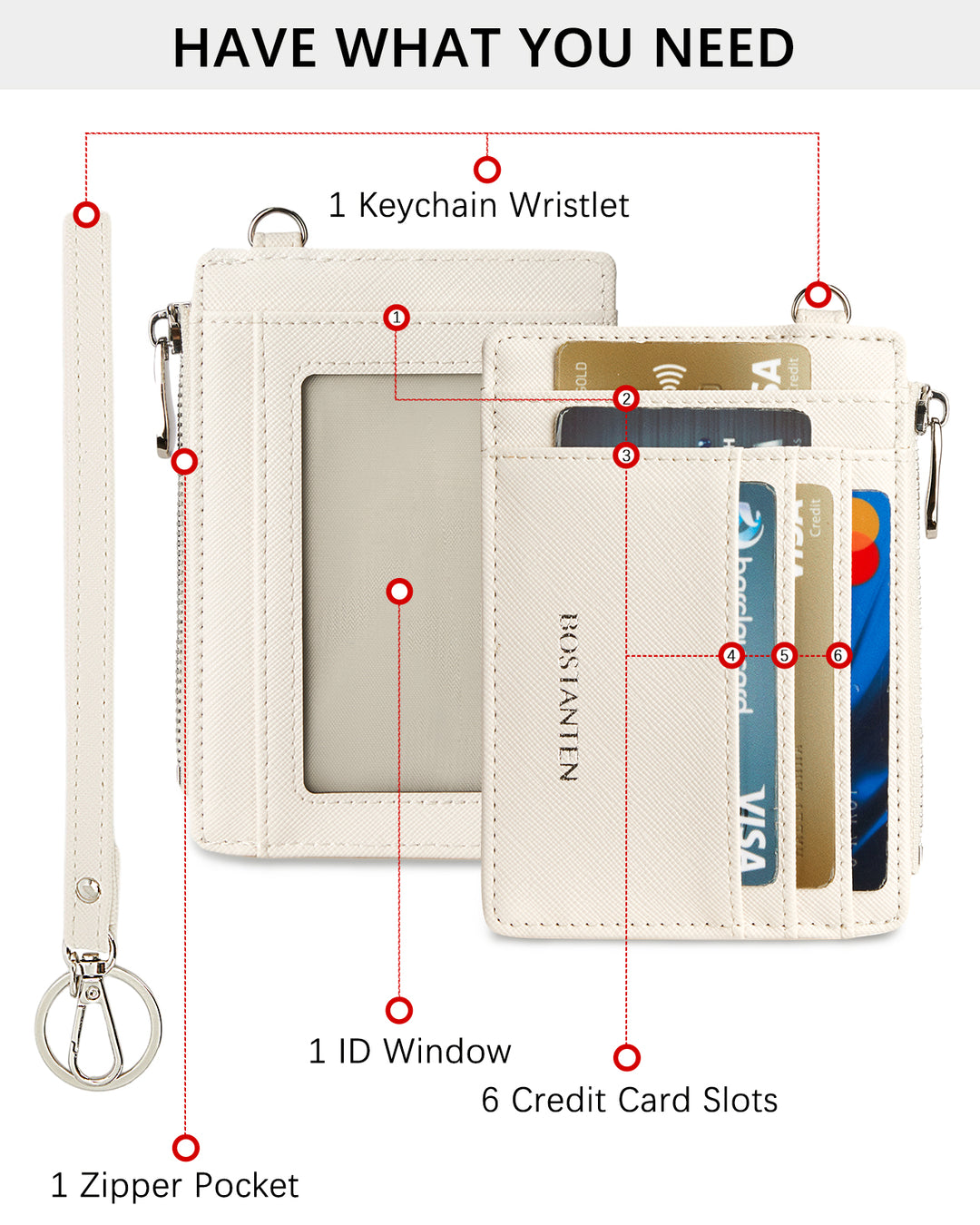 Lomy Slim Wristlet Keychain Wallet With Zipper Pocket