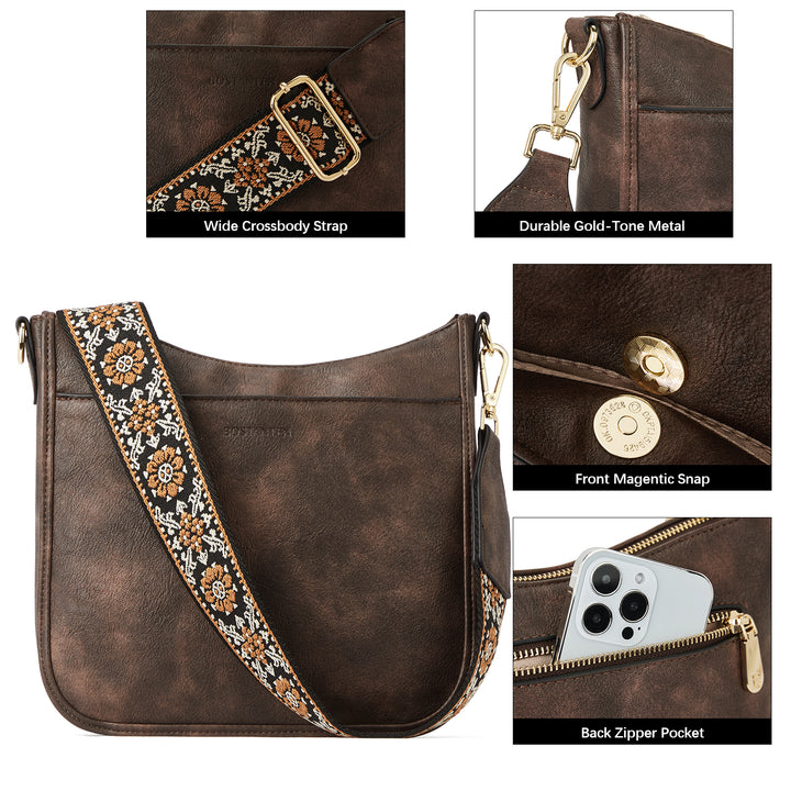 Lotty Floral Embroidered Leather Tote with Shoulder Strap