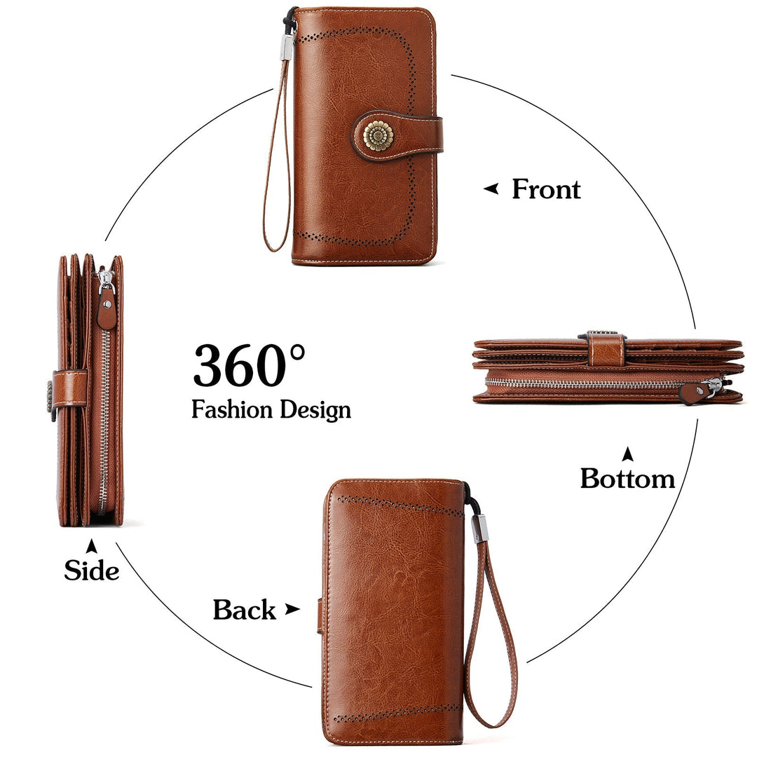 Lomy Big Wallet For Women With Wristlet —  Large Capacity - BOSTANTEN
