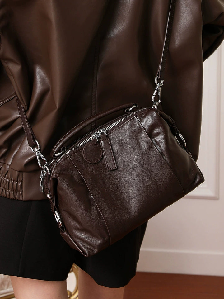 Nevin Full Grain Leather Boston Handbag 9''