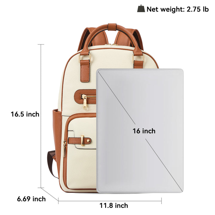 Smart Genuine Leather Laptop Backpack — Expandable Bottle Pocket