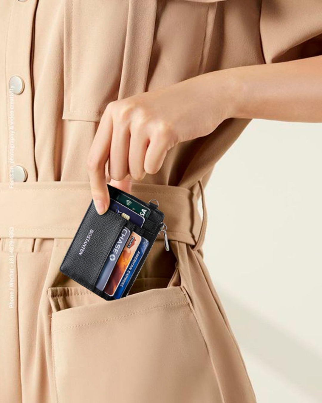 Lomy Slim Wristlet Keychain Wallet With Zipper Pocket