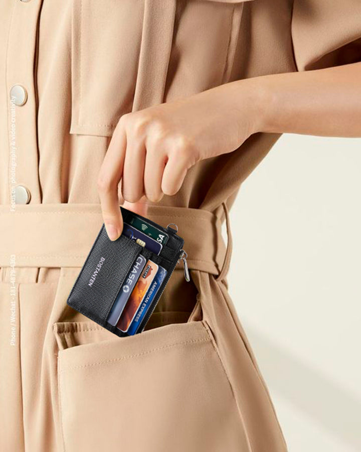 Lomy Slim Wristlet Keychain Wallet With Zipper Pocket