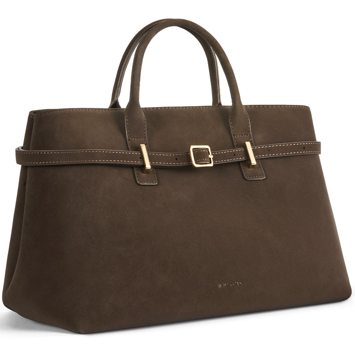 Claire Elegant Suede Top Handle Tote Handbag — DIY-able Outer Belt