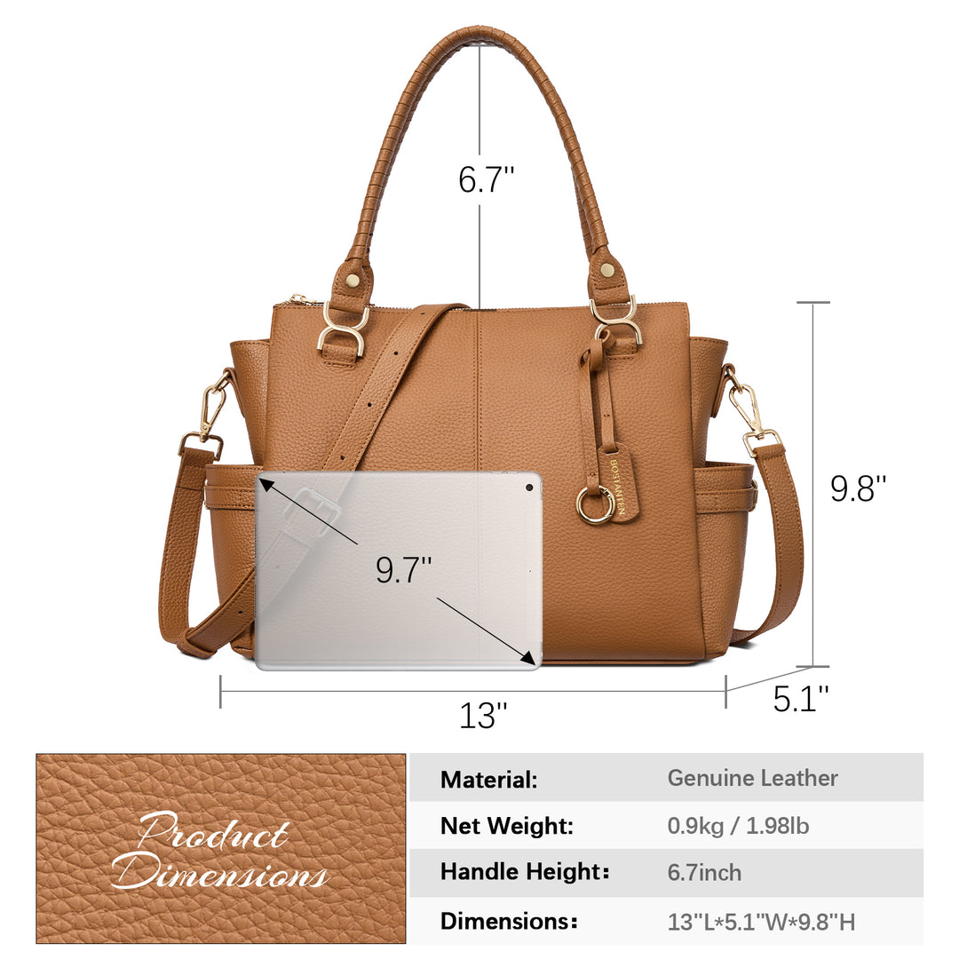 Nevin Genuine Pebbled Leather Everyday Carryall Tote