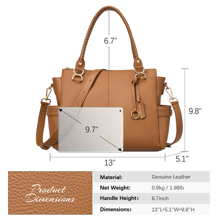 Nevin Genuine Pebbled Leather Everyday Carryall Tote
