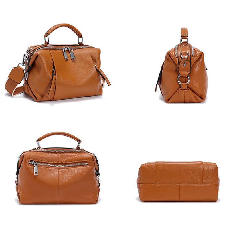 Nevin Genuine Leather Relaxed Boston Handbag