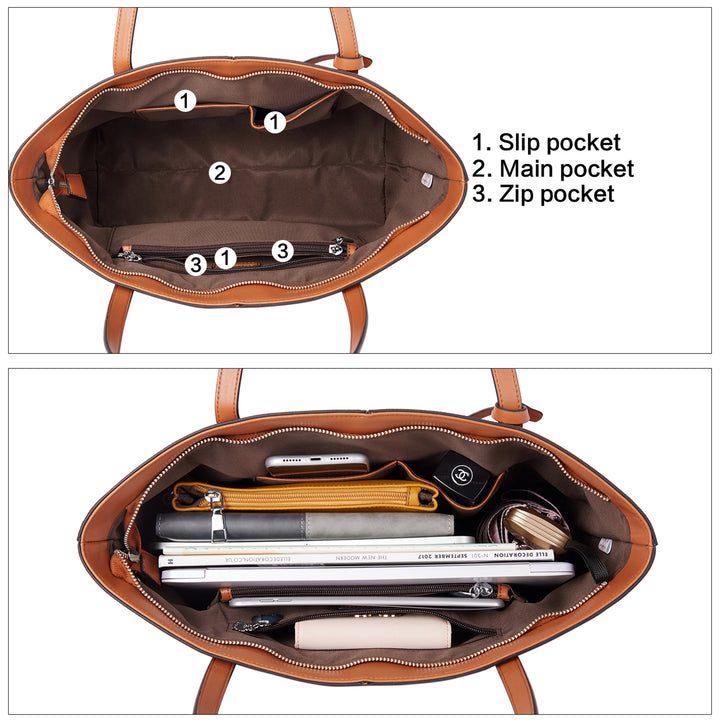 Carol Leather Work Tote 16''