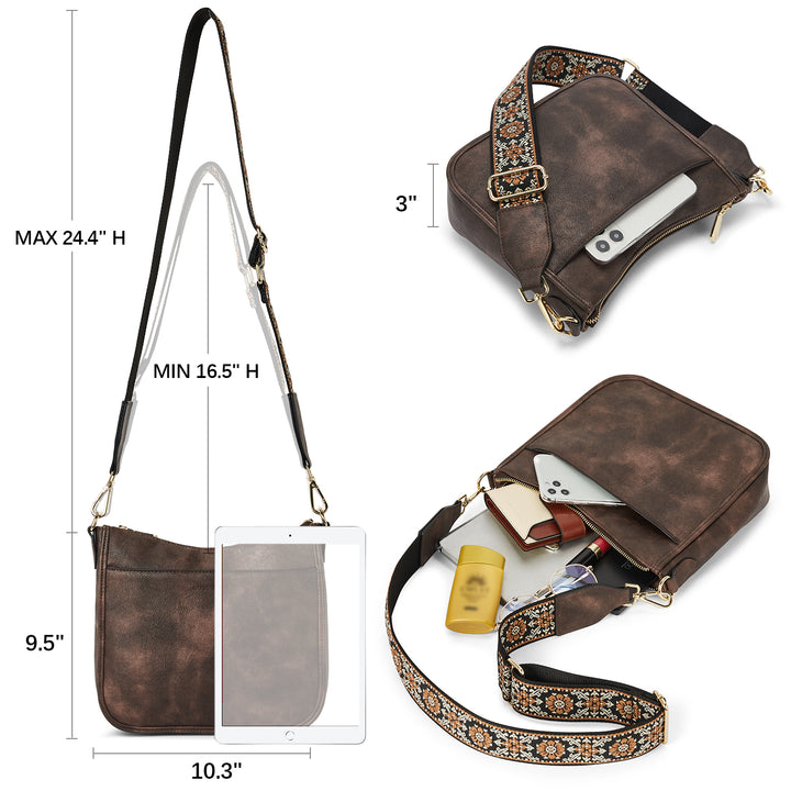 Lotty Floral Embroidered Leather Tote with Shoulder Strap
