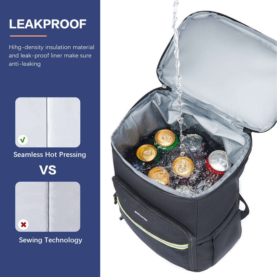 Backpack Cooler - 30 Cans Leakproof Insulated Cooler Backpack with Trolley Sleeve, Lightweight Soft Cooler Bag