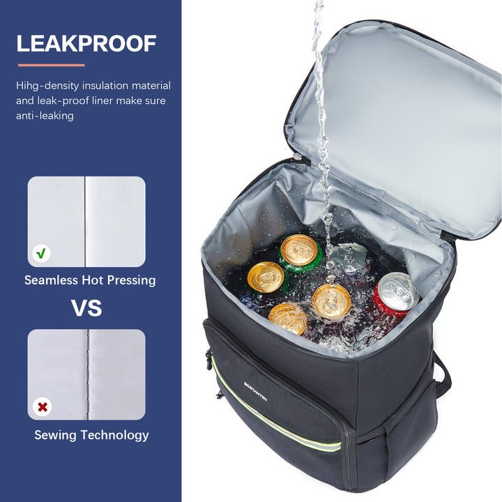 Backpack Cooler - 30 Cans Leakproof Insulated Cooler Backpack with Trolley Sleeve, Lightweight Soft Cooler Bag