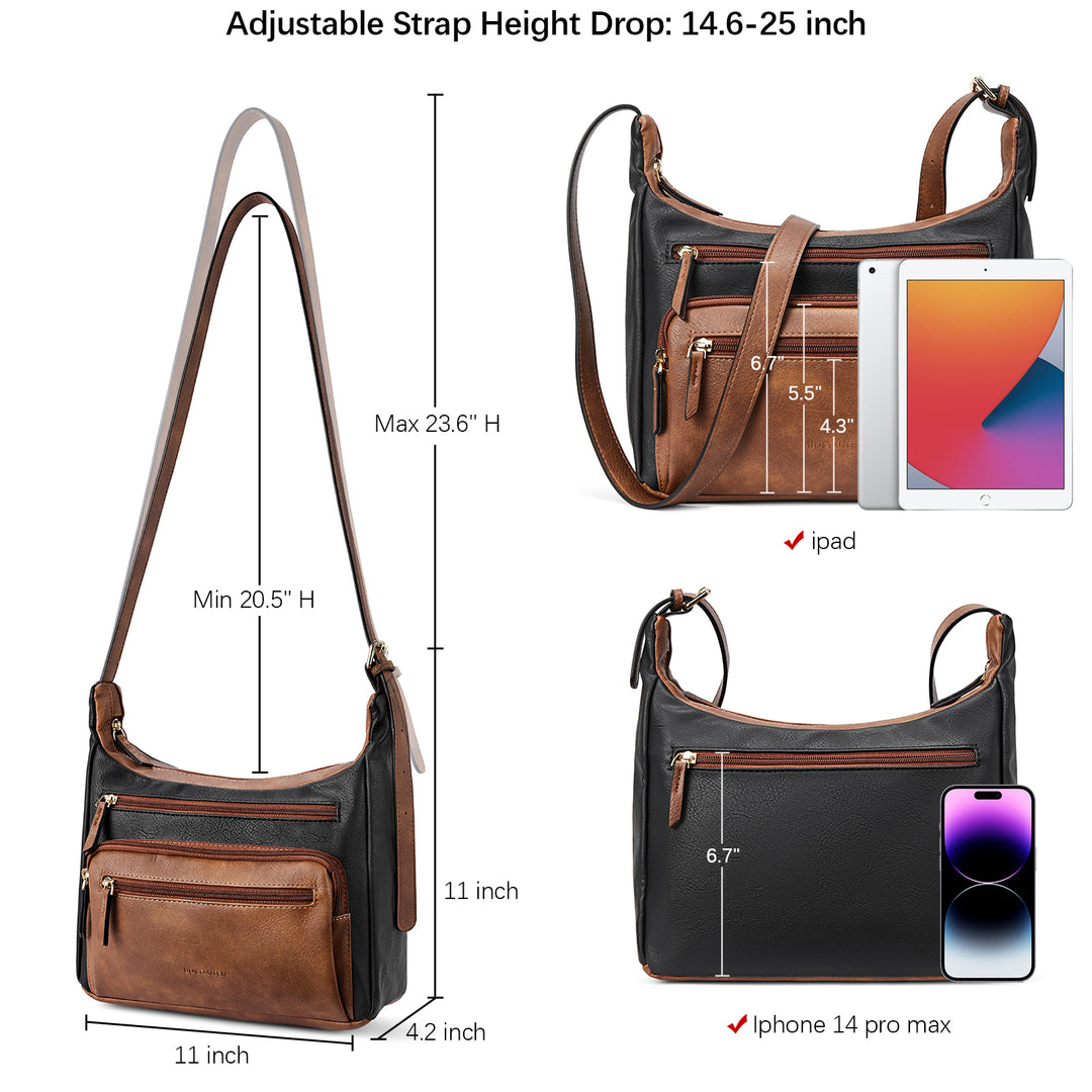 Evelyn Multi Pocket Shoulder Hobo Bag