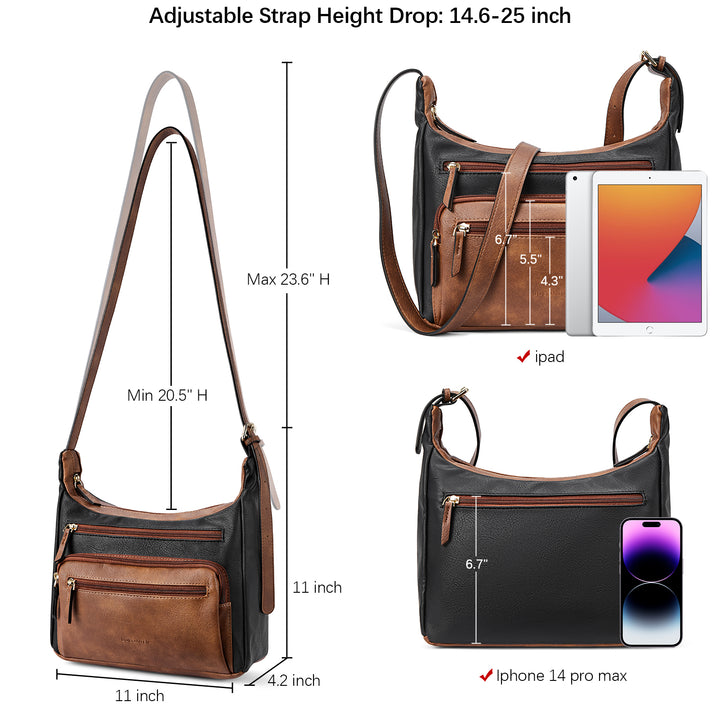 Evelyn Multi Pocket Shoulder Hobo Bag