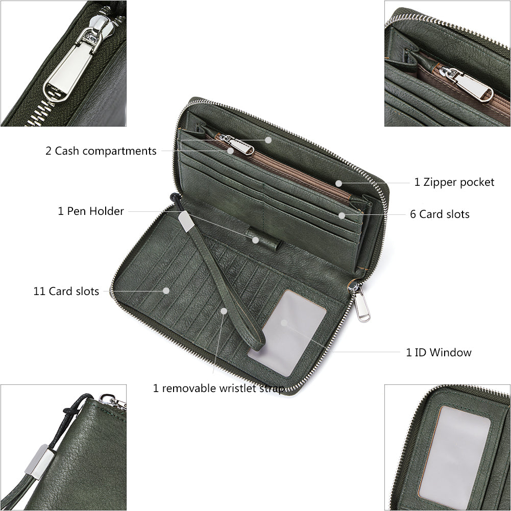 Rozenn Wallets with Wristlet Clutch