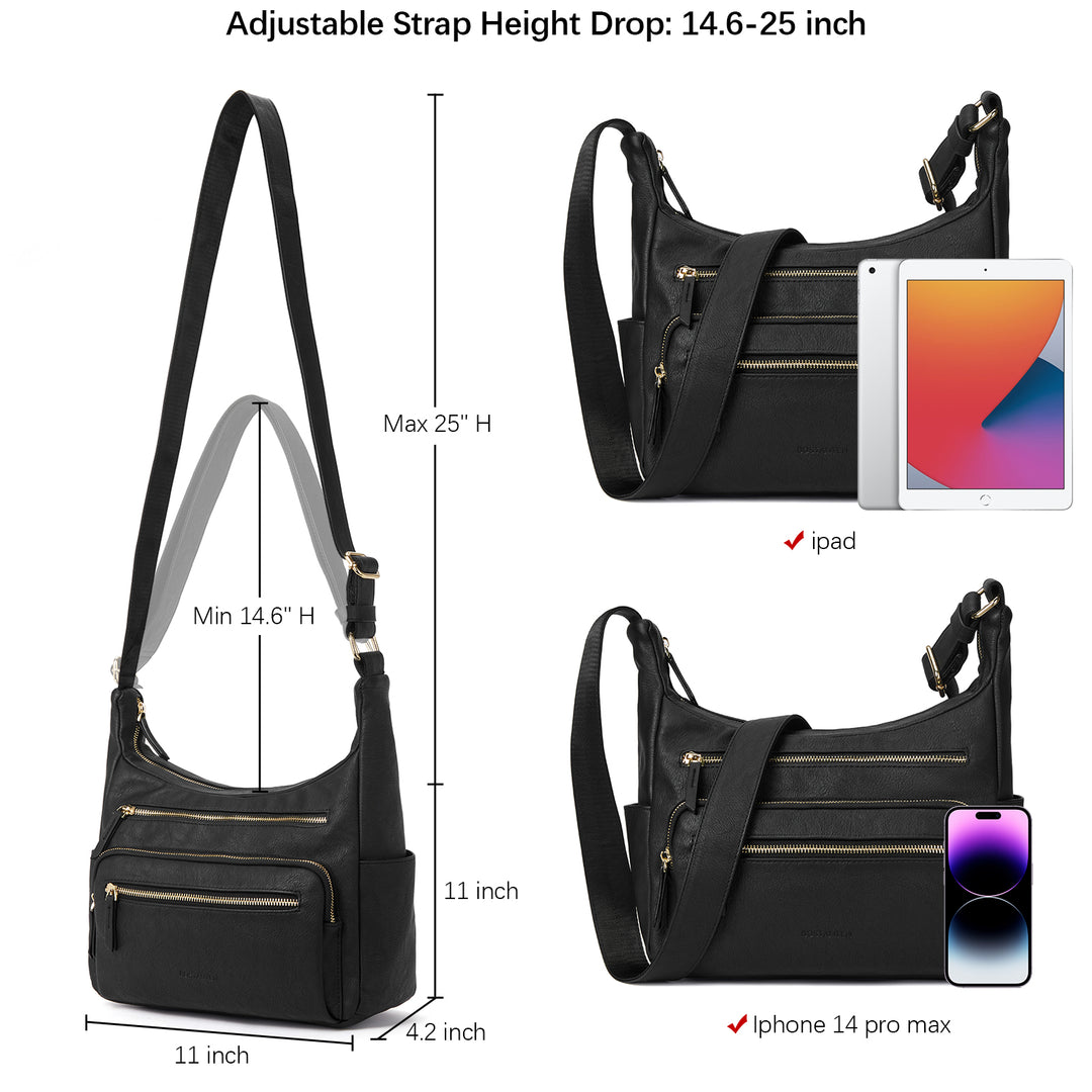 Evelyn Multi Pocket Shoulder Hobo Bag