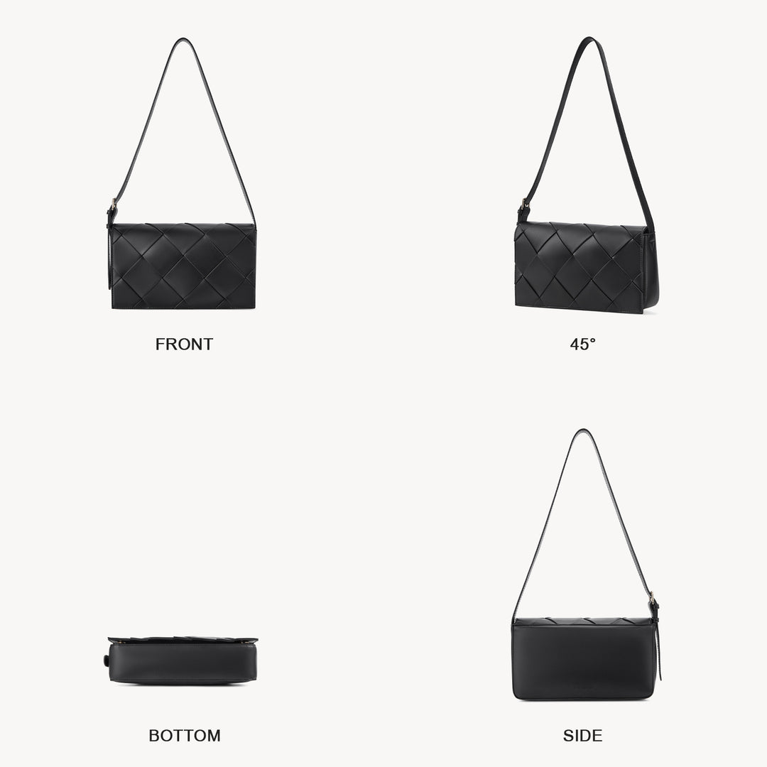 KWELI Lässige, schwarze, gewebte Handtasche 