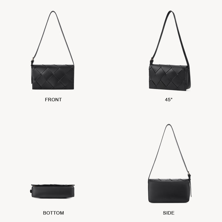 KWELI Lässige, schwarze, gewebte Handtasche 
