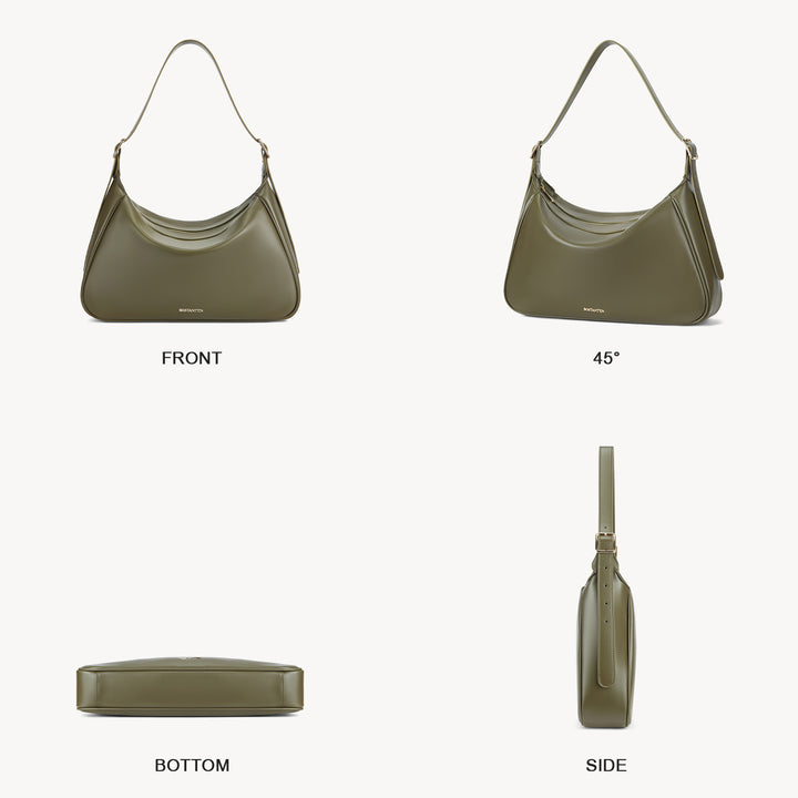 MORAVA Trendy Vegan Leather Hobo Bags - Green