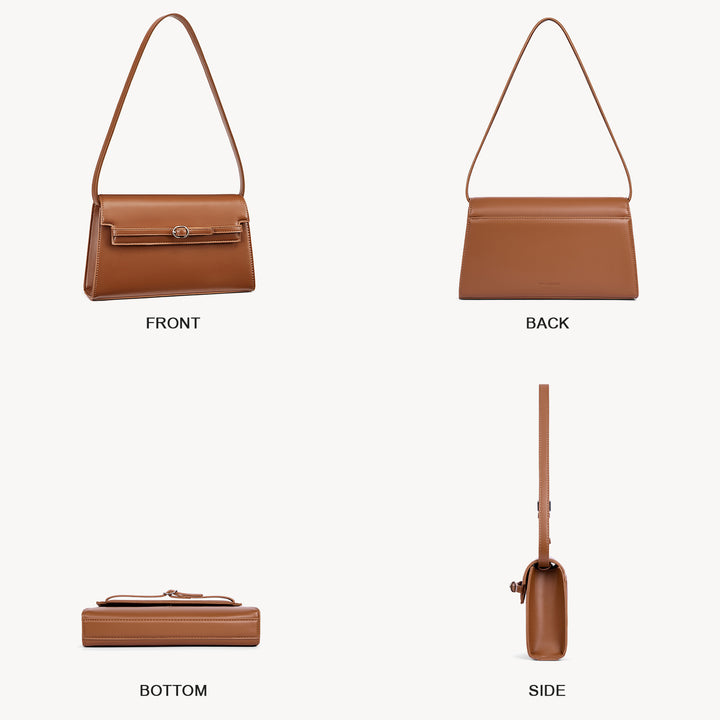Kweli Belted Elegance Leather Shoulder Bag