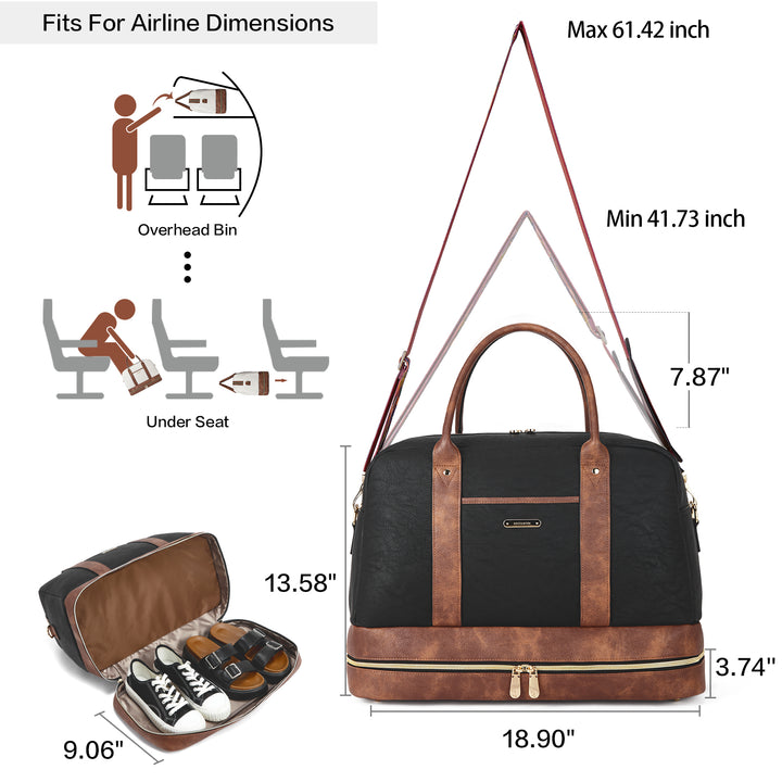 Zenobe Chic and Practical: Women's Leather Travel Duffle Bag for Every Trip