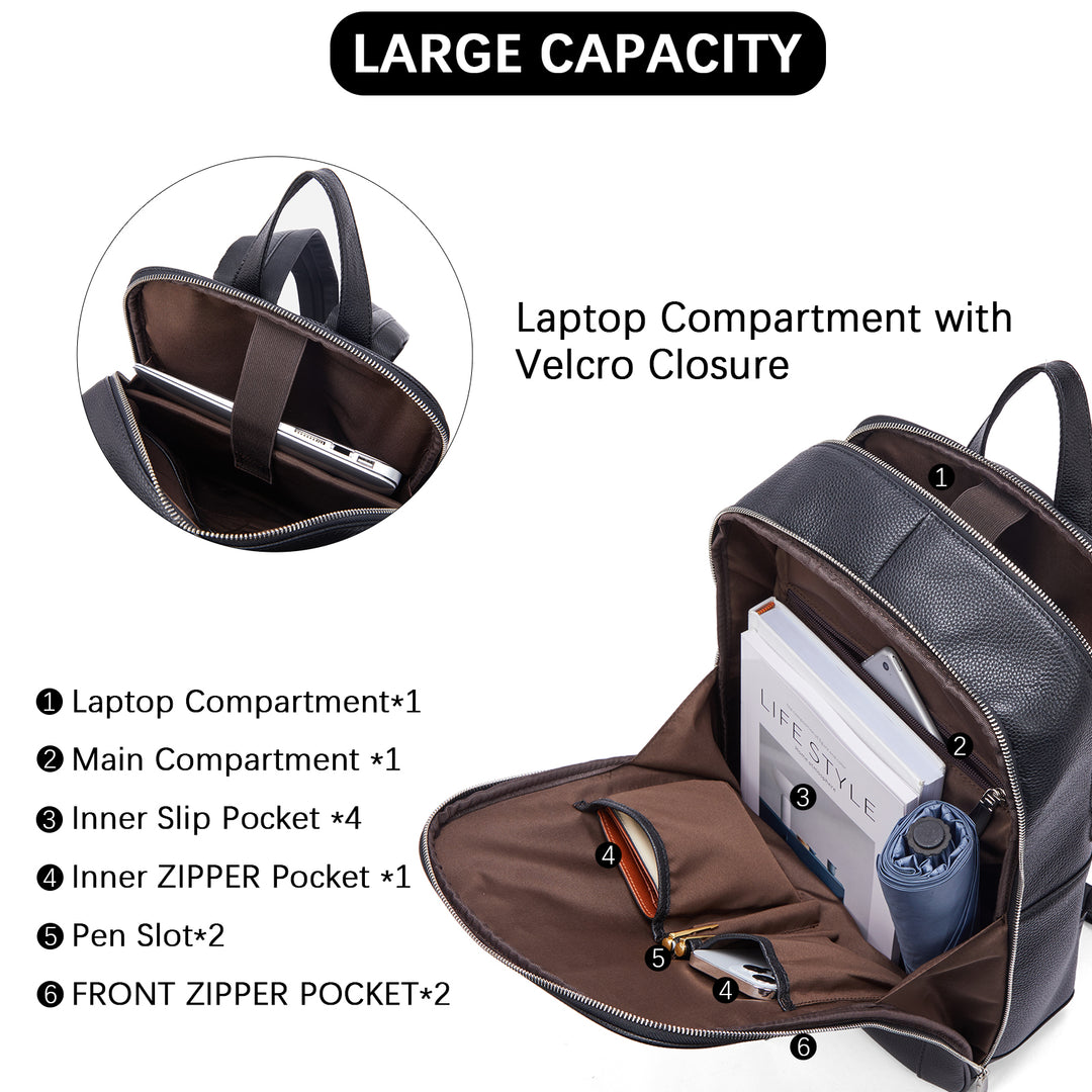 Large Men's Leather Backpack - Perfect for School and Travel