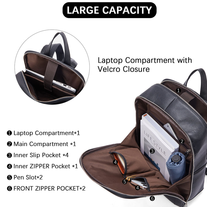 Large Men's Leather Backpack - Perfect for School and Travel