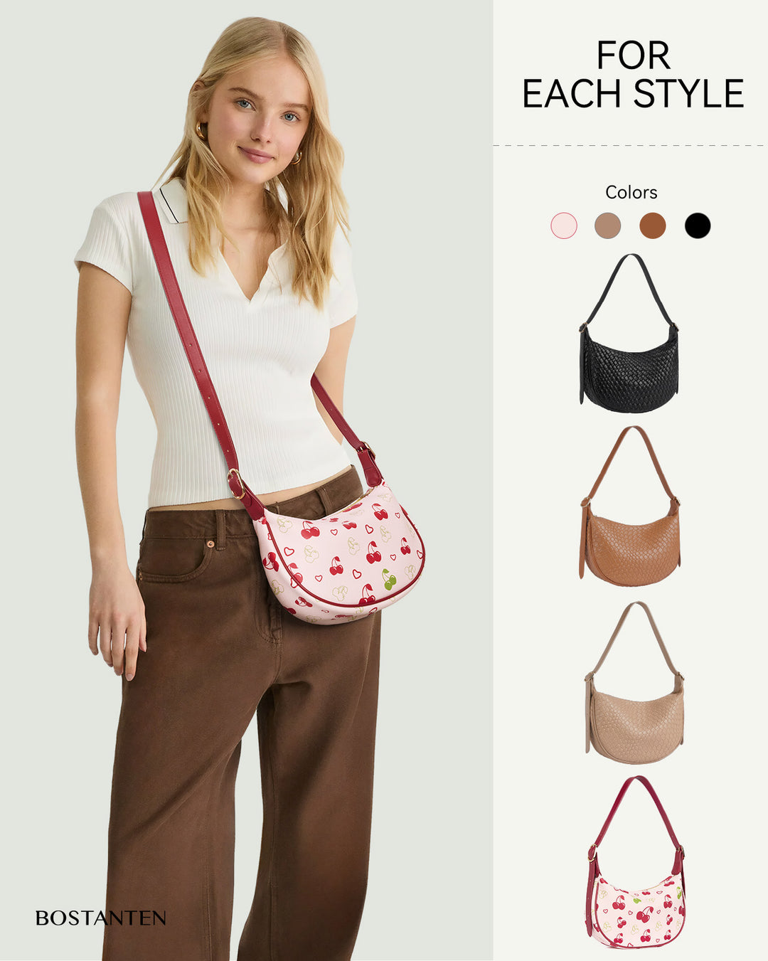 KWELI Woven Leather Half Moon Shoulder Bag