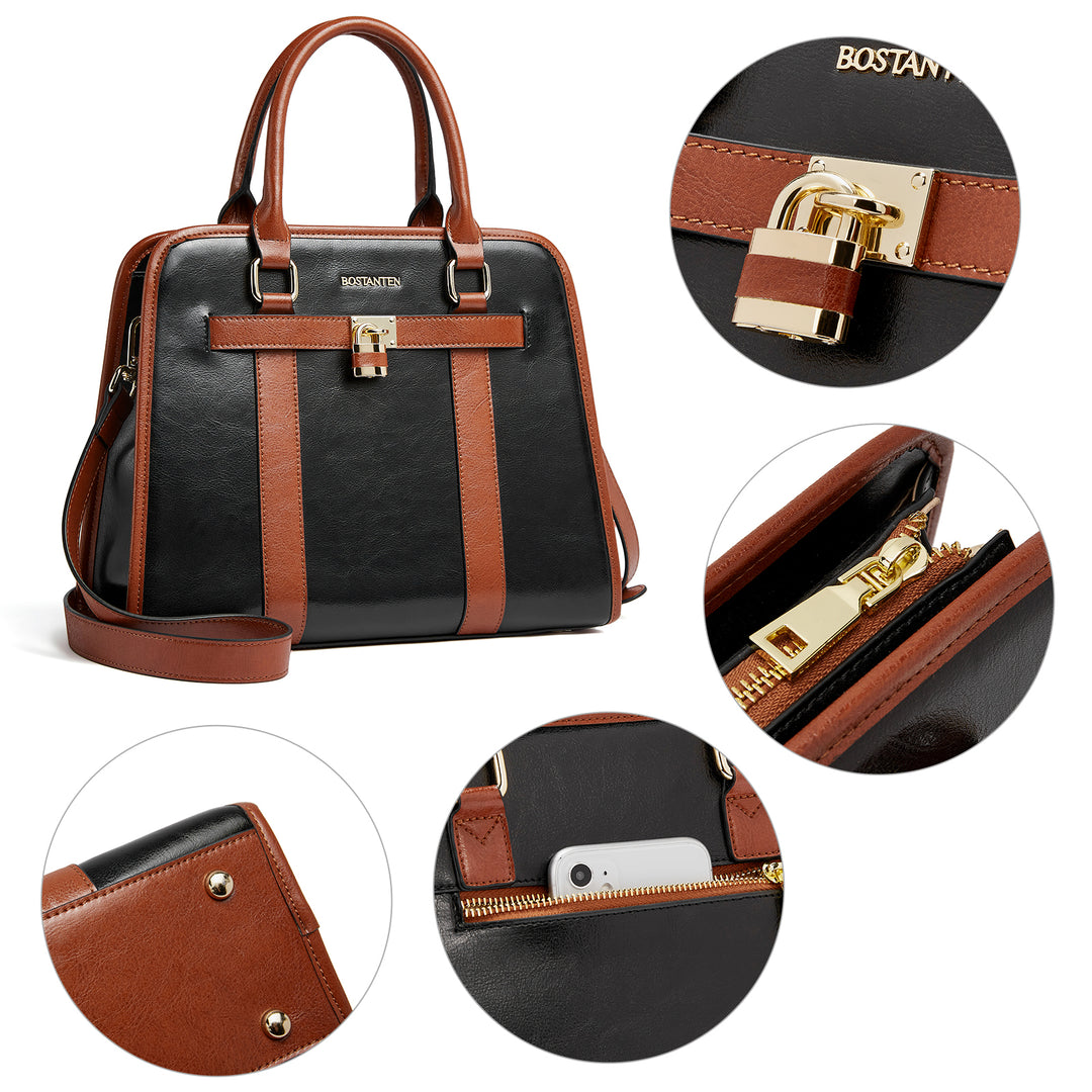 Stylish Two-Tone Top Handle Work Bag