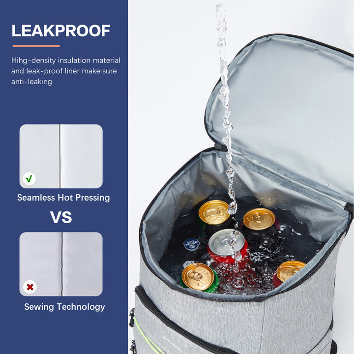 Backpack Cooler - 30 Cans Leakproof Insulated Cooler Backpack with Trolley Sleeve, Lightweight Soft Cooler Bag