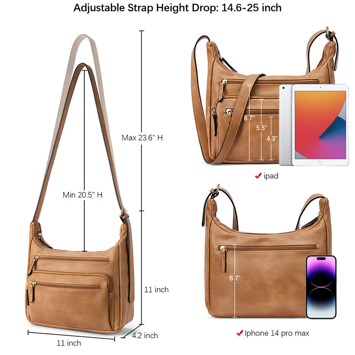 Evelyn Multi Pocket Shoulder Hobo Bag
