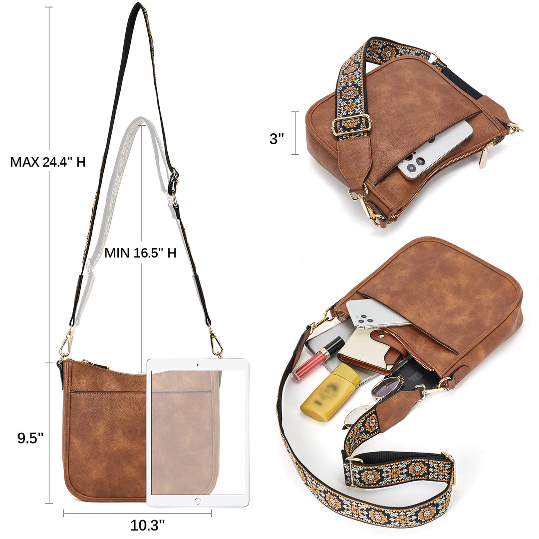 Lotty Floral Embroidered Leather Tote with Shoulder Strap
