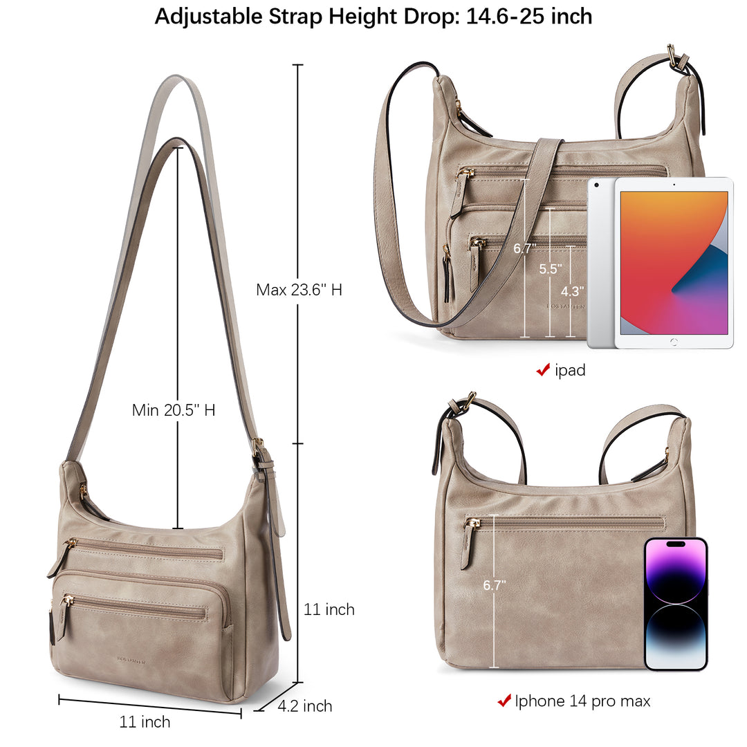 Evelyn Multi Pocket Shoulder Hobo Bag