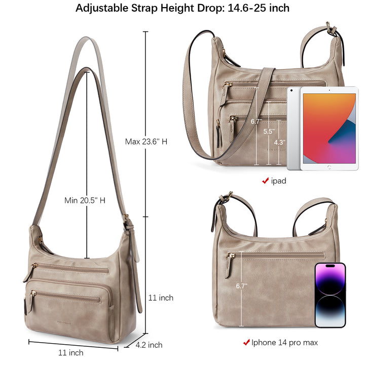 Evelyn Multi Pocket Shoulder Hobo Bag